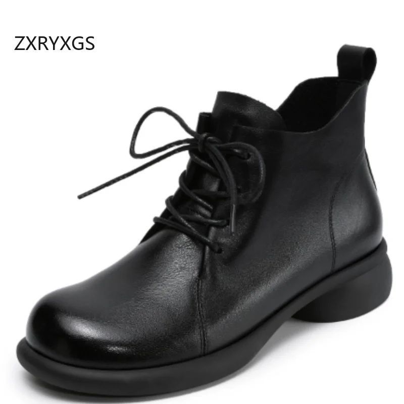 

Ботинки ZXRYXGS из натуральной кожи (верхний слой), трендовые, новинка весны 2026, элегантные, модные женские ботинки