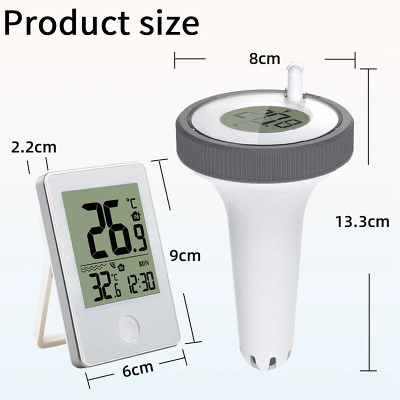 Kabelloses Pool-Thermometer, schwimmend, leicht ablesbar, digitales Pool-Thermometer, wasserdicht, für Schwimmbäder, Aquarien