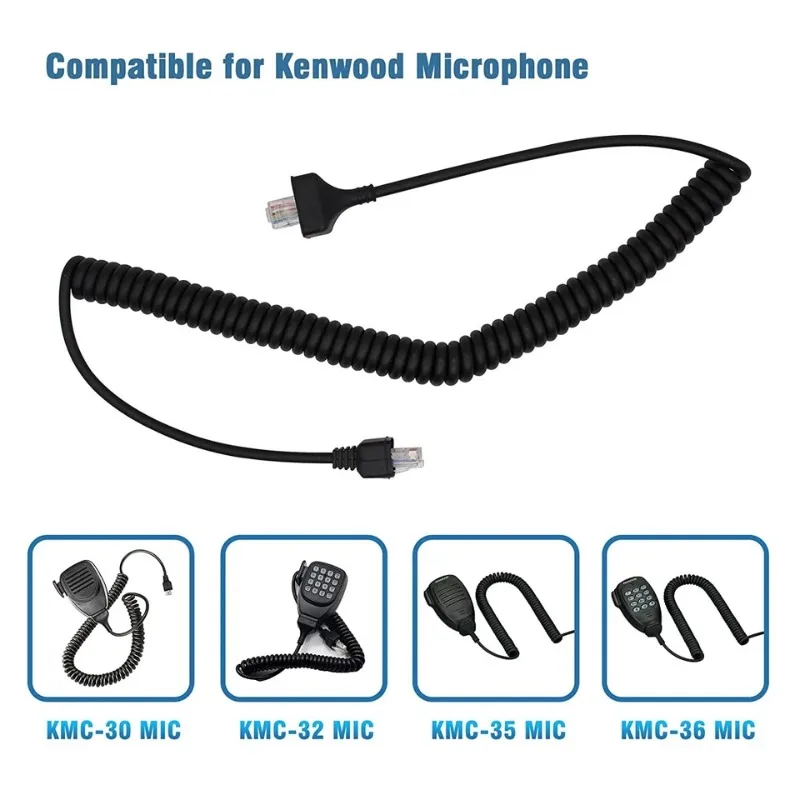 4PCS RJ-45 8 Pin Microphone Cable Mic Cord for Kenwood KMC-30 KMC-32 KMC-35 KMC-36 KMC65 TK-7100 TK-760 TM-271A Mobile Radio