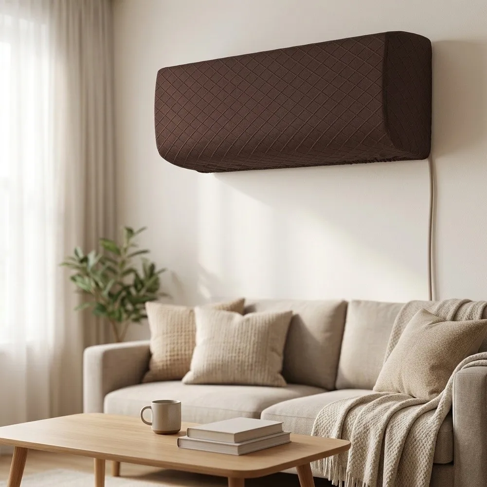 Retractable Polyester Cover for Wall Mounted AC Units Elastic Dust Protector for washable Sleeve Compatible with 94cm Length