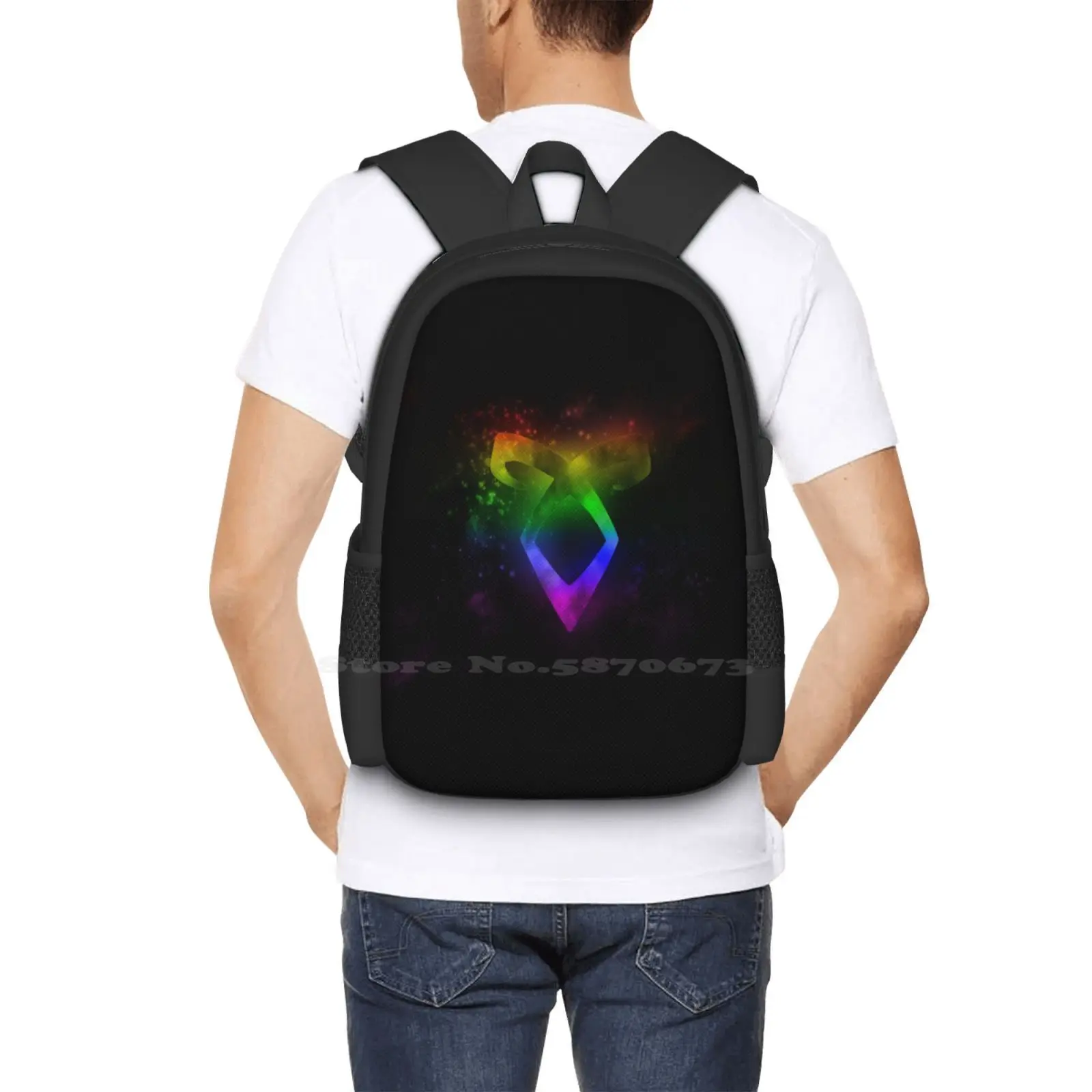 حقيبة ظهر Shadowhunters Rainbow Pride Angelic Rune Lgbt للرجال والنساء والفتيات المراهقات Rainbow Pride Saveshadowhunters Angelic #6