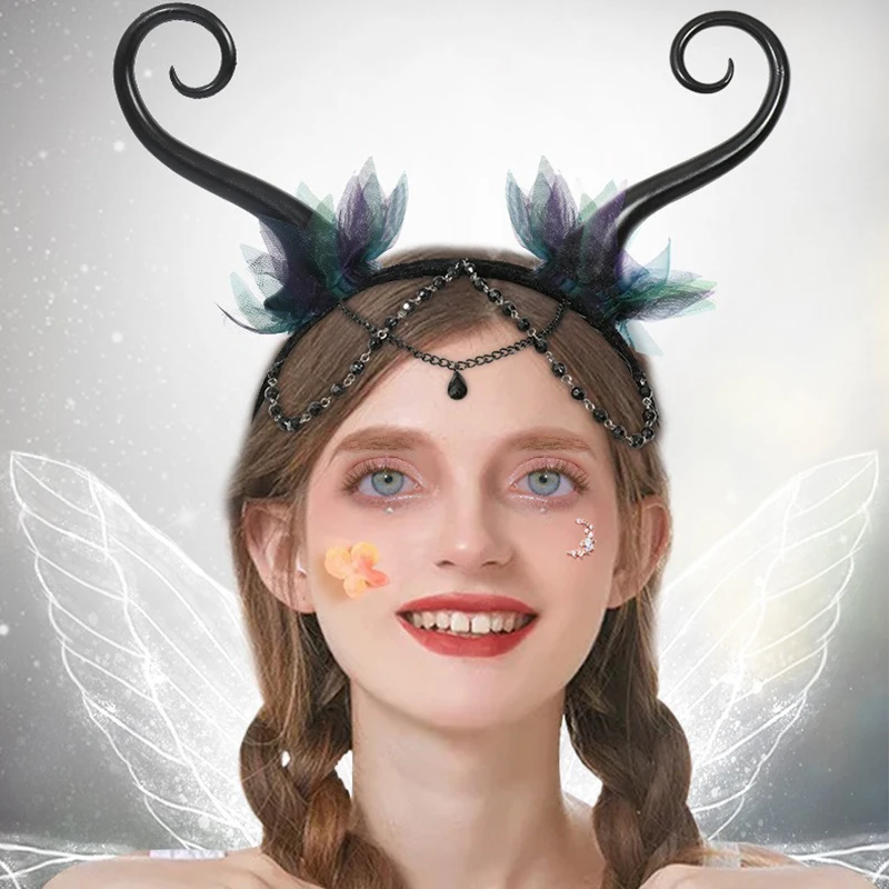 Fairy Antenna Headband Cosplay Halloween Party Fancy Forest Elf Costumes Headpiece Masquerade Headwear Fans Gifts