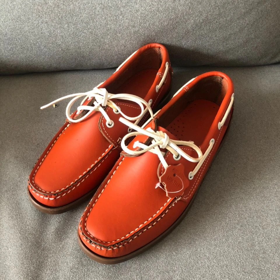 Handmade Genuine Leather Men Casual Shoes Docksides Boat Shoes England Men's Flats Lace Up Men Loafers Breathable Moccasins