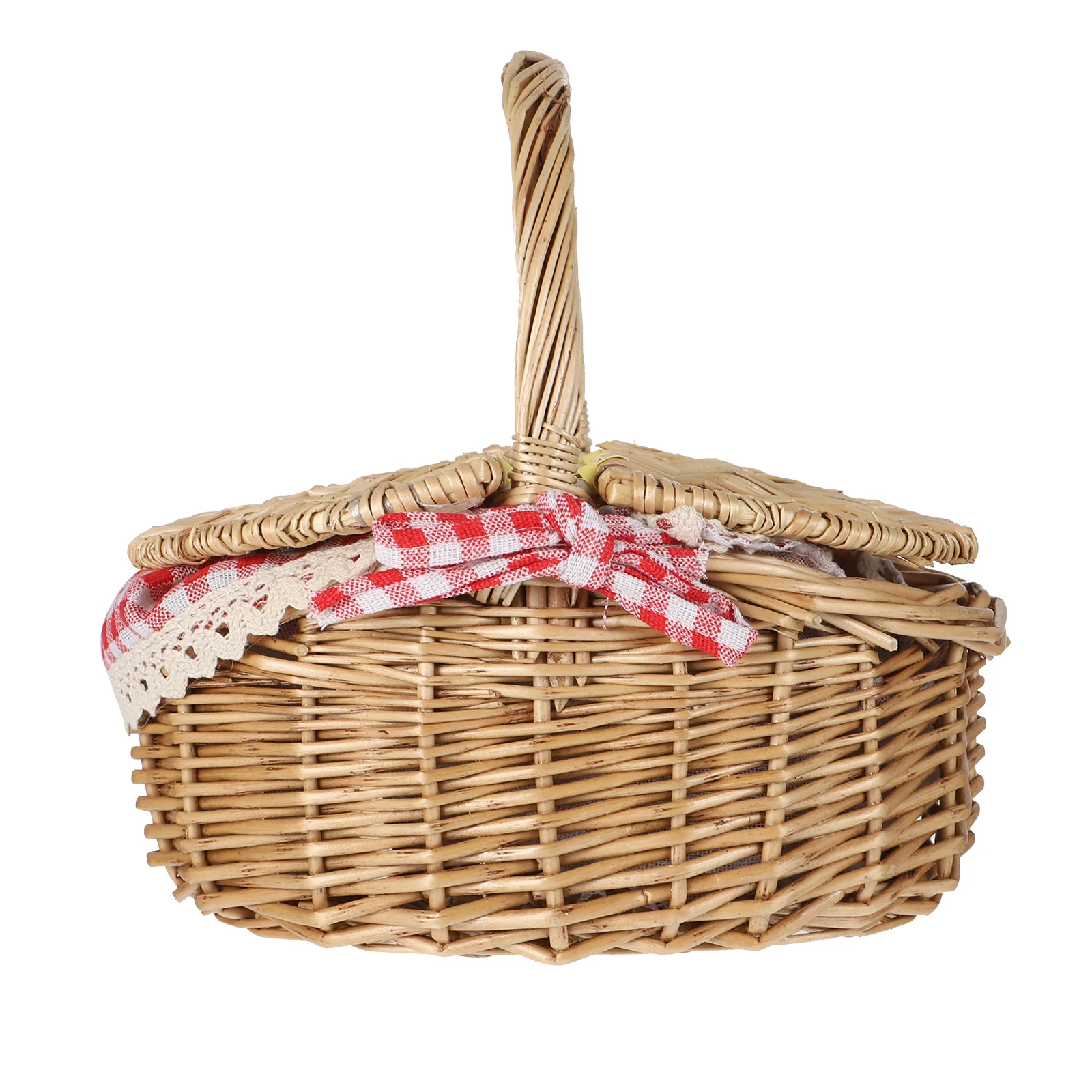 

Wicker Weaving Basket Household Picnic Storage Organizer Lightweight Durable Multiuse Home Decor Fruit Bread Vegetable Snack