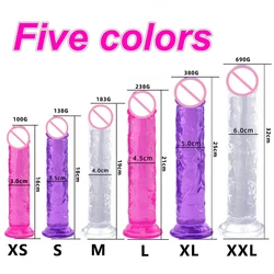 Dildo Transparente Pequeno para Mulheres, Ventosa, Jelly Dick, Brinquedos Sexuais Anais Eróticos, Clitori Suave, Masturbadores Vaginais, Pênis Barato, 5 Cores