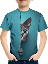 Children Clothes Girl Boys Tshirt Short Sleeve Child T Shirt Kids Summer Clothes 3D Cat Print Cartoon Casual Children's Clothing