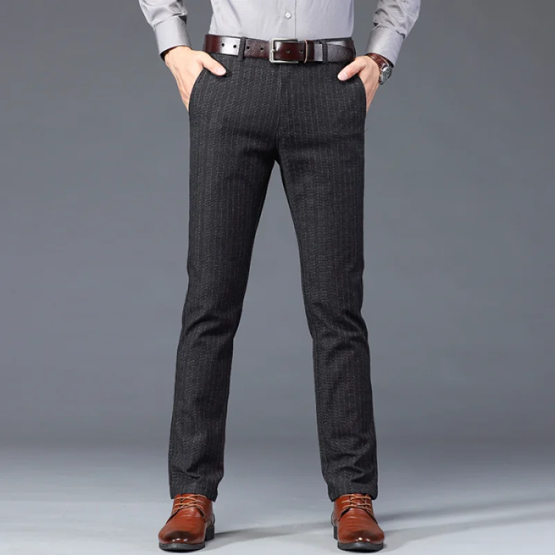 2024 New Men's Pants Trendy Fashion High-End All-Match Loose Straight Korean Striped Business Casual Trousers