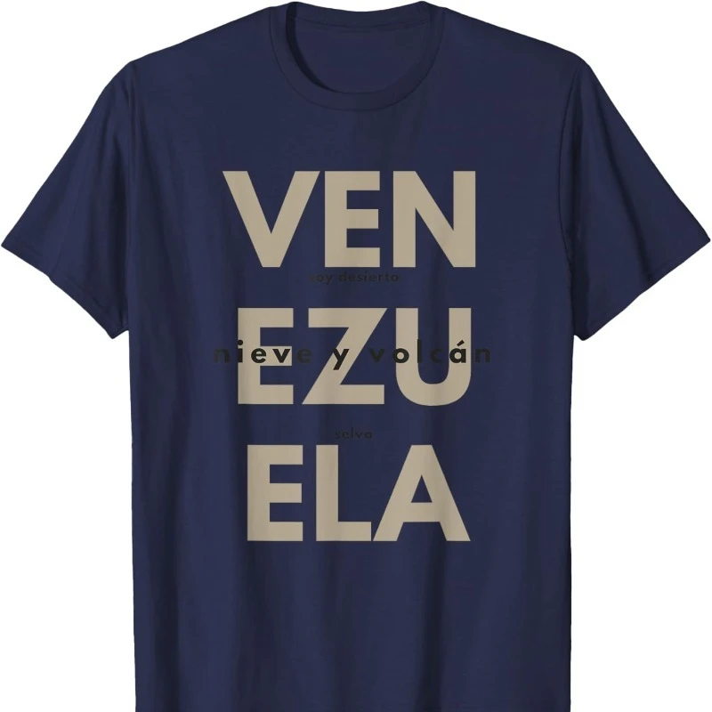 T-shirt en coton surdimensionné Harajuku pour femmes, vêtements grunge, Venezuela Soy Desierto Selva Nieve Y Volcan Negro