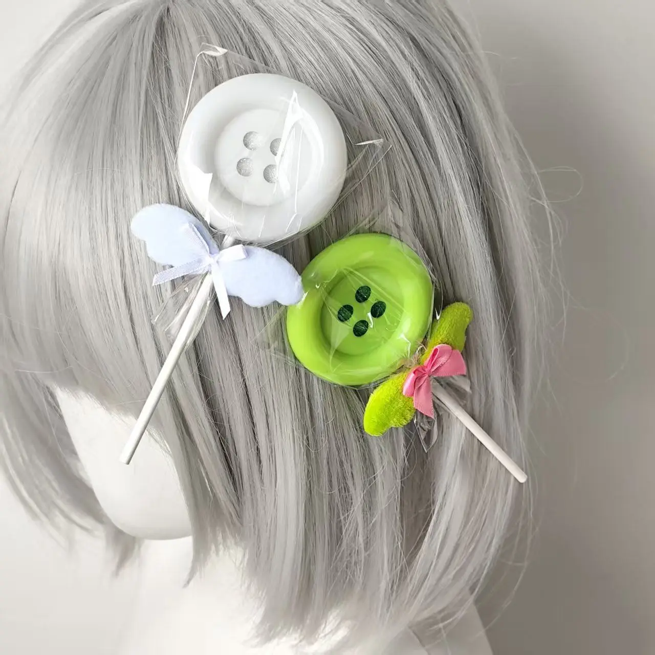 

Subculture Colorful lollipop hair clip cute dopamine handmade button angel wings sweet Girl taking photos decoration accessories
