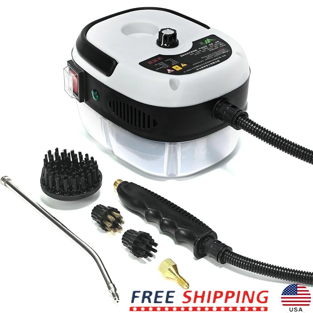 

Handheld High Pressure Steam Cleaner 2500W Portable 110V 1000ml 6-Level Pressurized Steam Flexible Spray Gun 3 Brush Heads