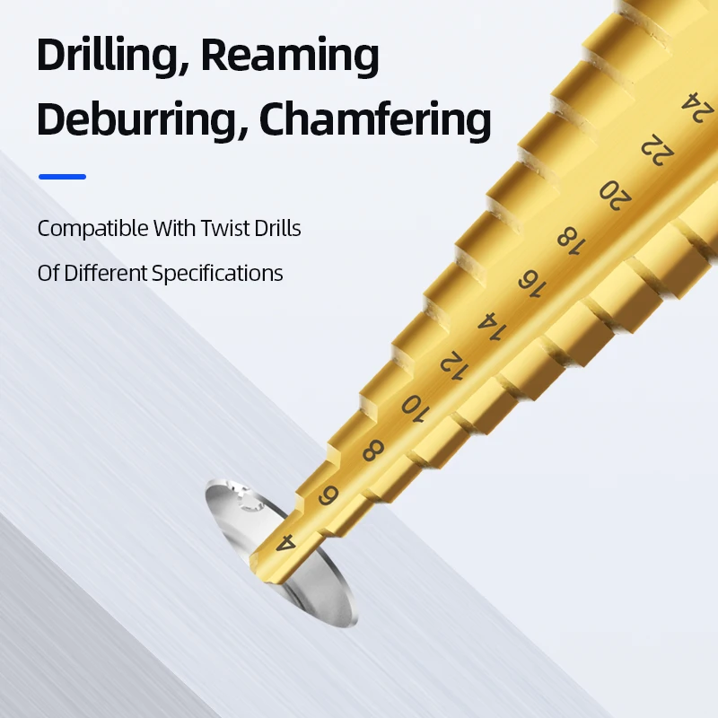 HSS التيتانيوم خطوة مثقاب الخشب عالية السرعة صعدت عدة حفر المنشار أدوات الحفر مخروطي المرحلة الحفر للخشب المعدني 4-12 4-20 4-32 مللي متر