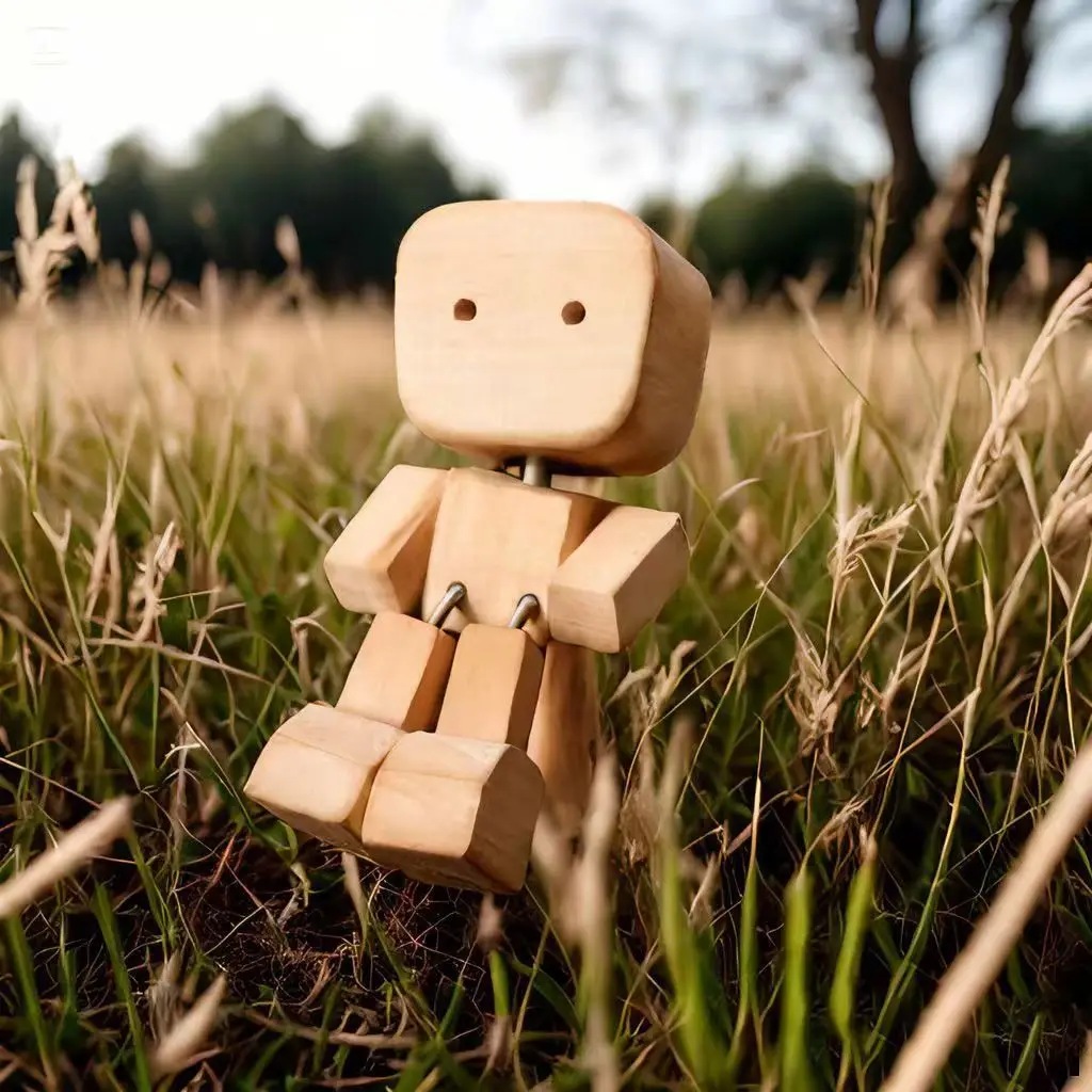 Wood Desktop Decor Shaking Wooden Man Figurine Handmade Shaking Feet Wood Car Dashboard Decorations