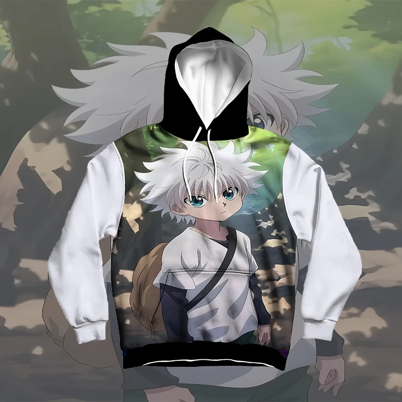 

Лидер продаж, толстовка с капюшоном в стиле аниме HUNTER × HUNTER, модный осенне-зимний пуловер с 3D принтом, повседневный уличный топ с круглым вырезом