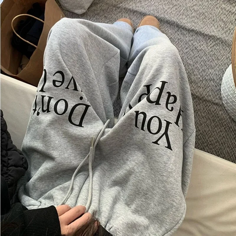 Deeptown Gray Harajuku Sweatpants Women Y2k Streetwear Oversized Vintage Casual Pants Black Baggy Korean Fashion Trousers Kpop