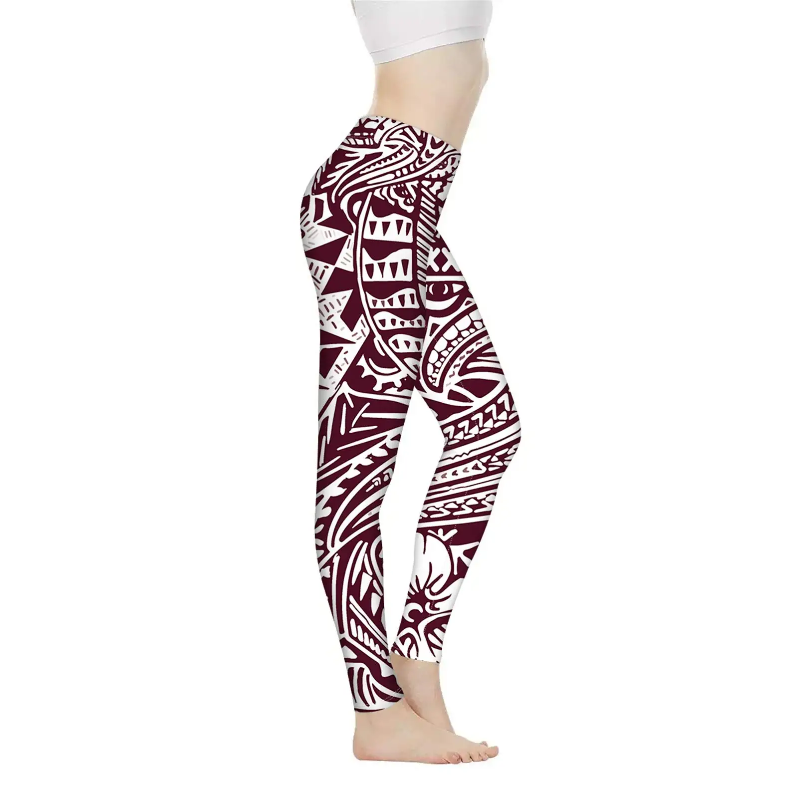 طماق نسائية مطبوعة باللون الأحمر لعيد الميلاد مصنوعة من البوليستر والألياف اللدنة المخلوطة وموسم الخريف والشتاء المرن #4