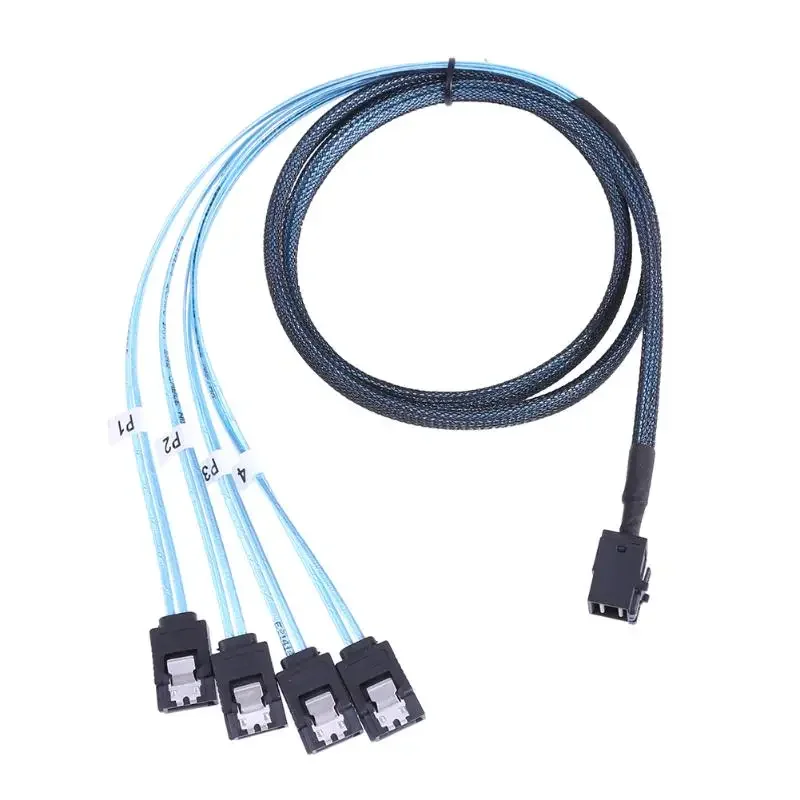 1M 0.5M HD Mini SAS 12G SFF-8643 To SATA Cable Adapter,Internal SFF 8643 Motherboard Controller To 4 SATA Hard Drive Converter