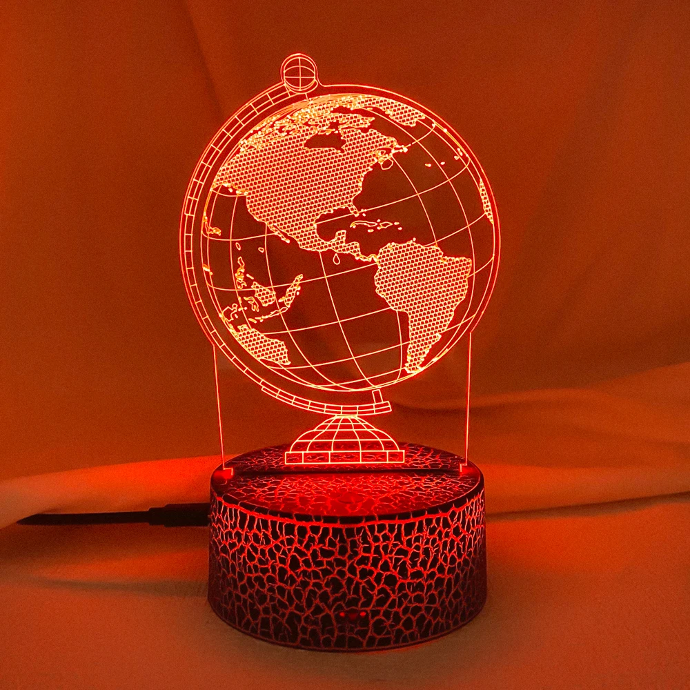 Peculiar Lights Earth 3D Hologram Lamp 7Color Change Night Light Baby Touch Switch Colored Led USB Desk Lamp Atmosphere Lamps