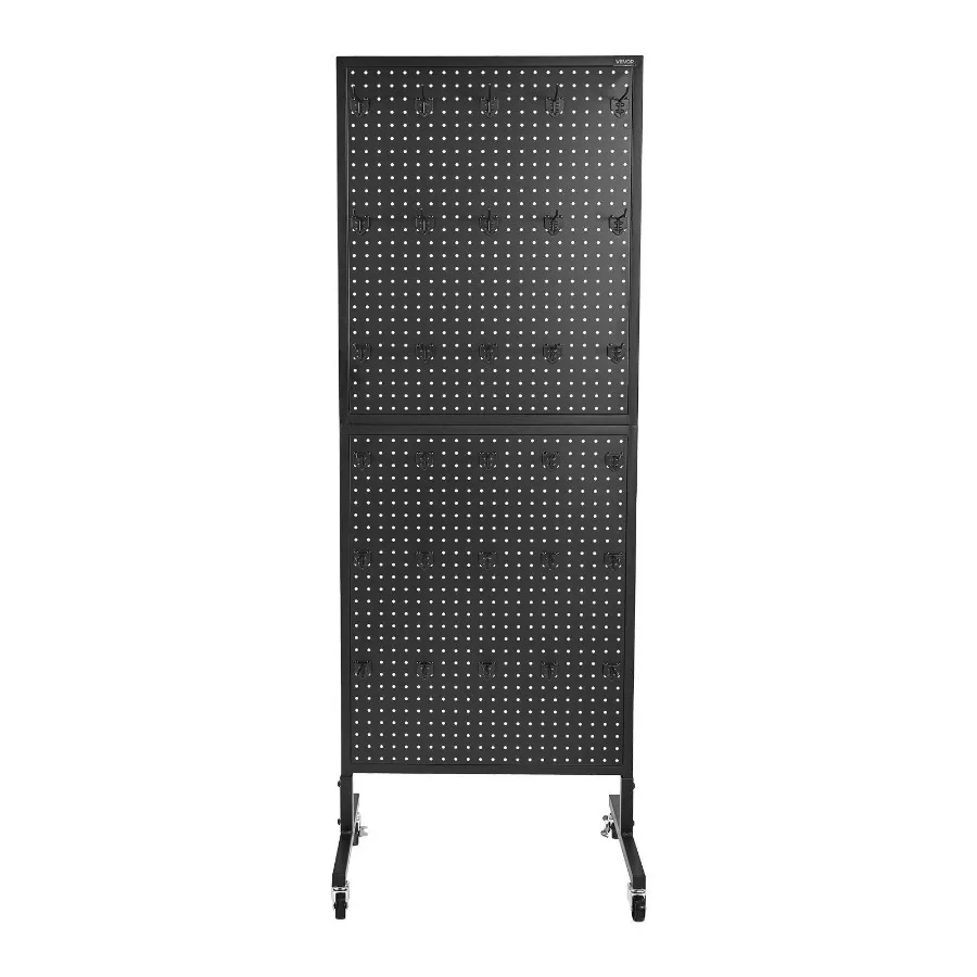 Stand Display Pegboard dengan 30 Kait Panel Pegboard Display dengan Roda Hitam