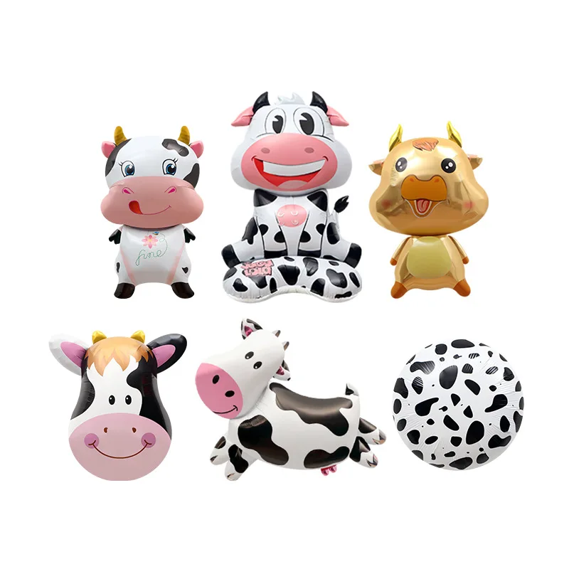 New 4D Cow Balloons Baby Shower Girl One 1st Birthday Barnyard Farm Animal Theme Party Decorations Supplies