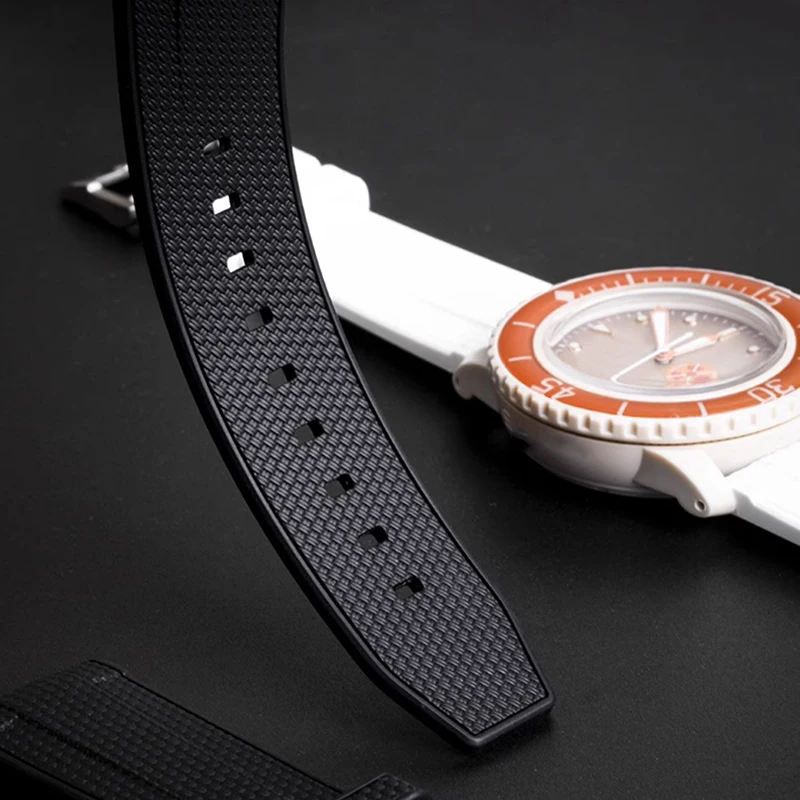 السائل حزام ساعة سيليكون 20 مللي متر 22 مللي متر ل أوميغا x سواتش MoonSwatch الإفراج السريع الرجال المنسوجة العالمي استبدال الفرقة سوار