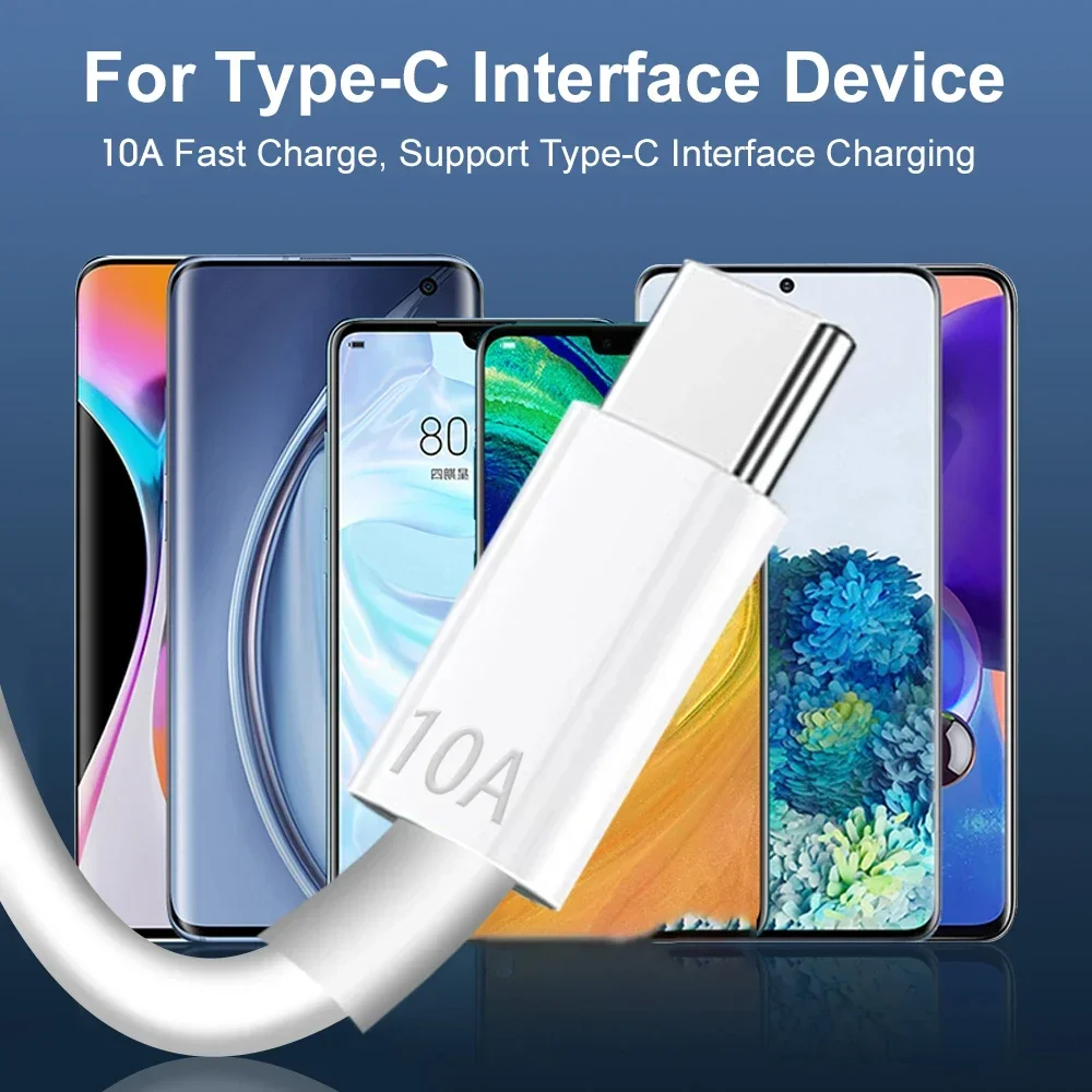 USB Type C Quick Charging Data Cable 120W 10A High-speed Charger Cord USB C Mobile Phone Wire for Samsung Xiaomi Redmi Huawei