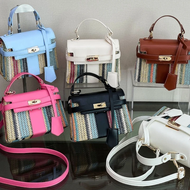 

2025 New Designer Woven Tote Bag Unique Bohemian Straw Beach Bag for Women Summer Vacation Handbag Fashion Casual Shoulder Purse