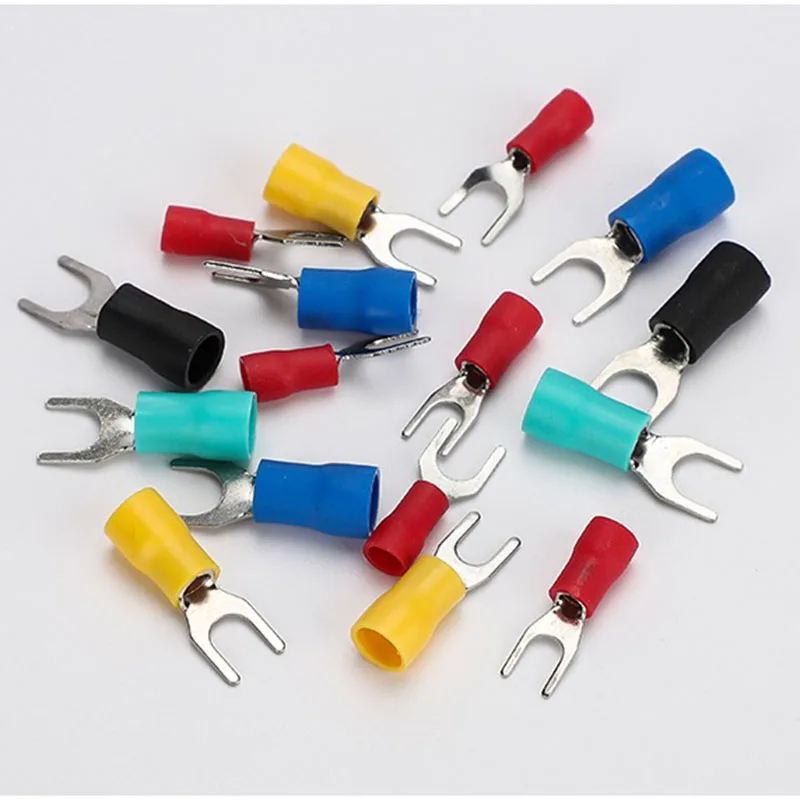 

100Pcs SV Crimp Terminal Spade Y U-Type Wire Connector Insulated sheath wiring terminal Electrical copper Lug SV1.25-4 SV3.5-6