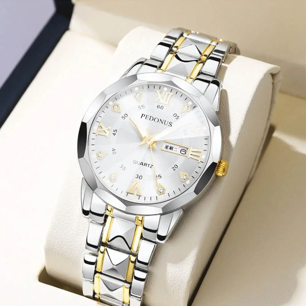 

Gifts Steel Strap Steel Strap Waterproof Round Dial Double Calendar Double Calendar Round Dial Daily Use