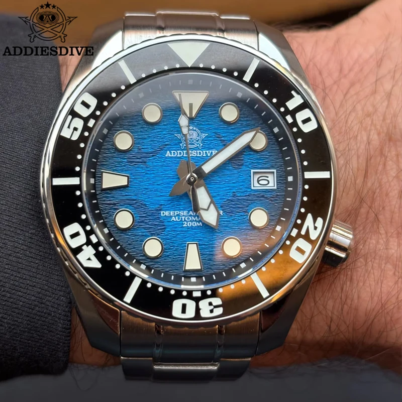 ADDIESDIVE Watches For Men Sapphire Luxury NH35 Mechanical Wristwatch 200m Waterproof Ceramic Bezel BGW9 Luminous Diving Watch