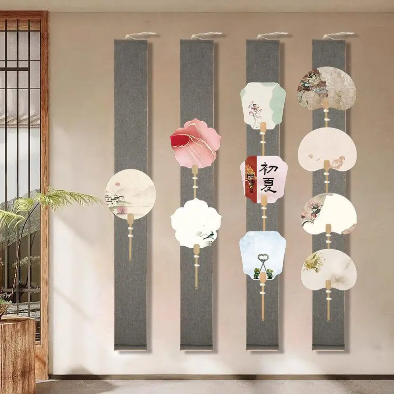 Hanging Scroll Rack Stand Holder for Fan Display Exhibition Calligraphy Wall Mount Art Craft Living Room Hanging Fan Decoration