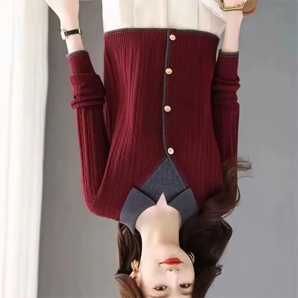 

Корейский женский вязаный свитер, новый весенне-осенний искусственный повседневный джемпер из двух предметов с длинными рукавами, пуловеры, женский свитер, повседневные топы