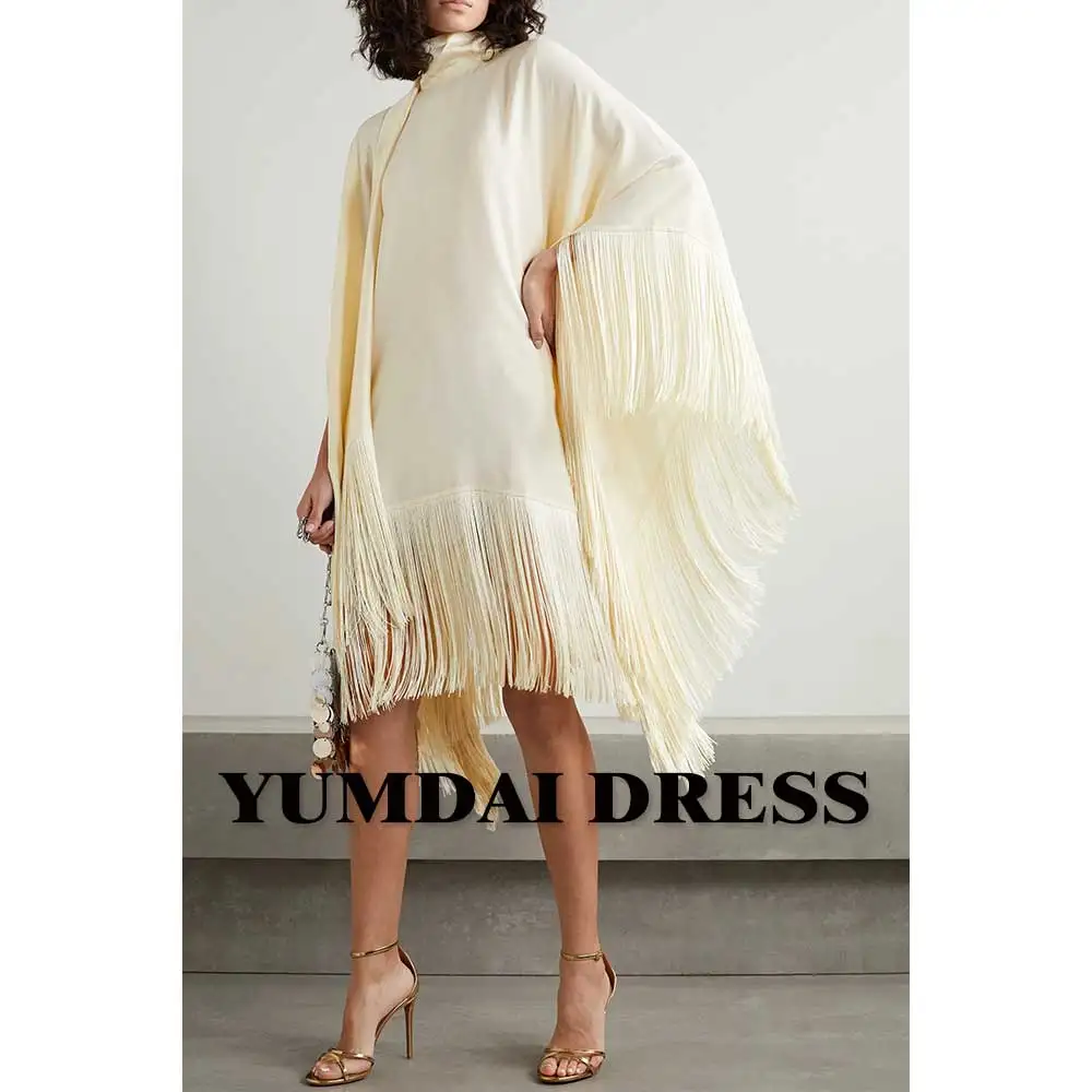 Yumdai Elegante Lange Mouw Blouse Beige Avondjurk Lsrael Speciale Gelegenheid Midi Jurk Bruid Moeder Bruidsmeisje Jurk 2023