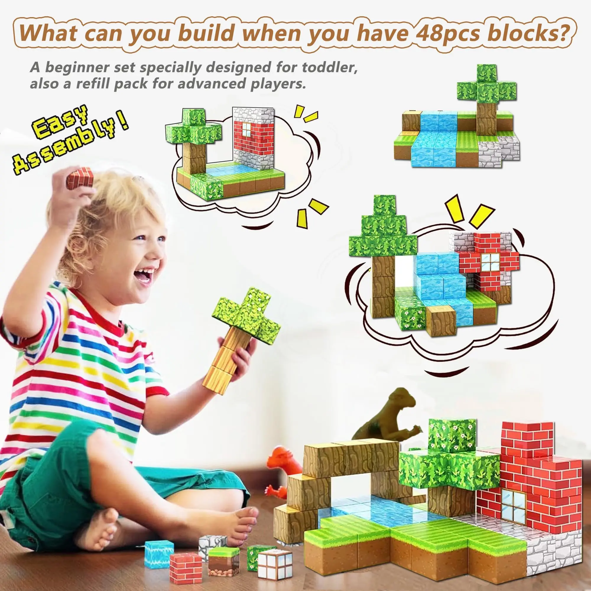 Magnetic Building Blocks Mine Magnet World Edition, Magnetic Toys for Boys and Girls Age 6+ Years Old, Montessori Sensory Toys
