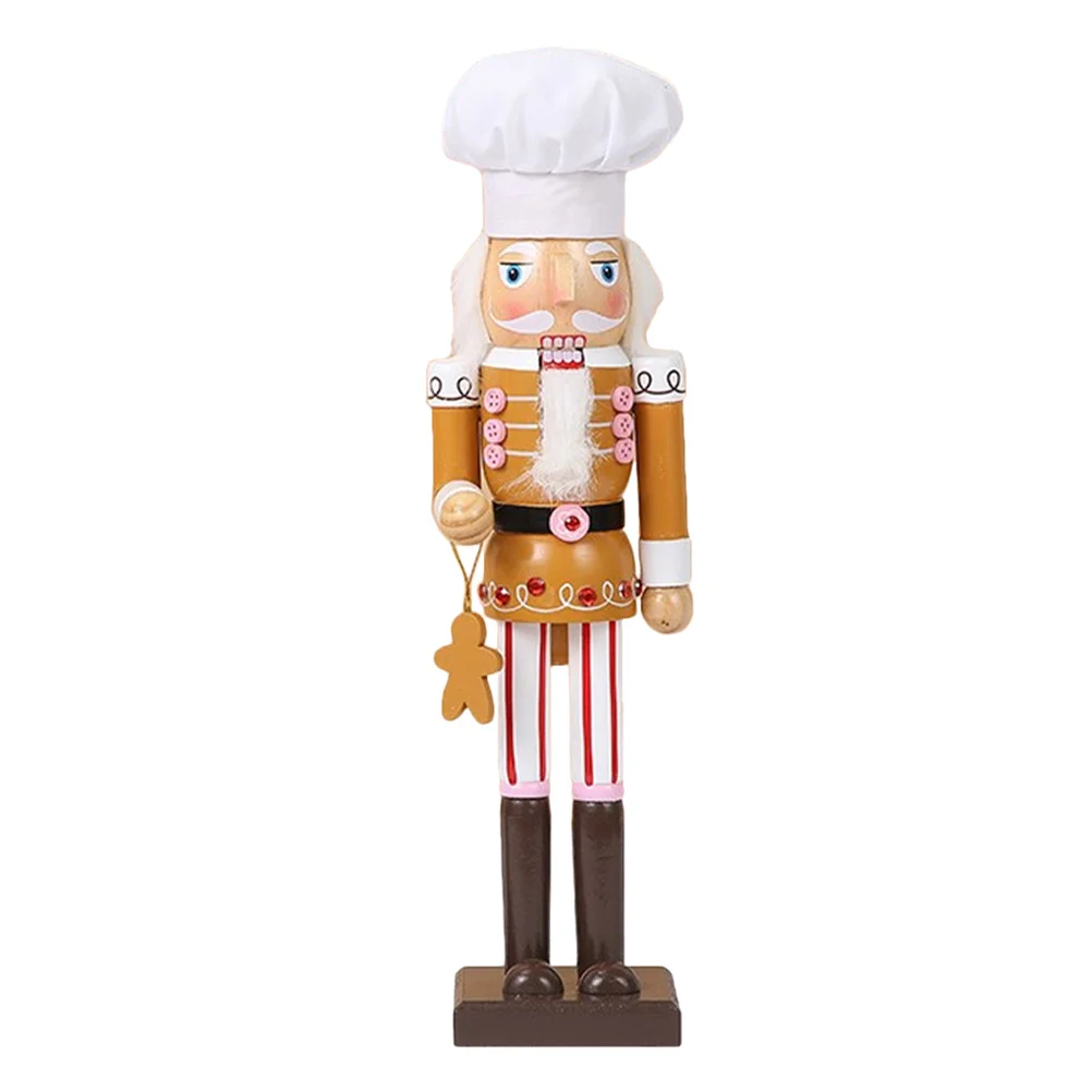 

1pc Chef Nutcracker Decor Christmas Wooden Figure Premium Craftsmanship Home Hotel Restaurant Coffee Shop Desktop Ornament