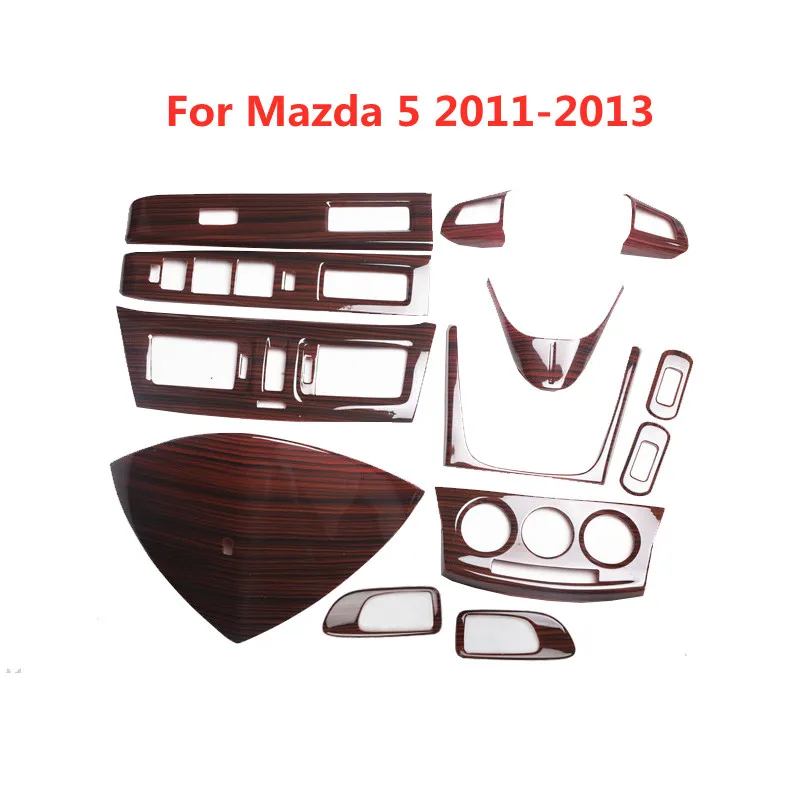 Wood Grain Car Steering Dash Meter Outlet Center Console Gear Panel Sticker Window Control Cover for Mazda 5 2011 212 2013