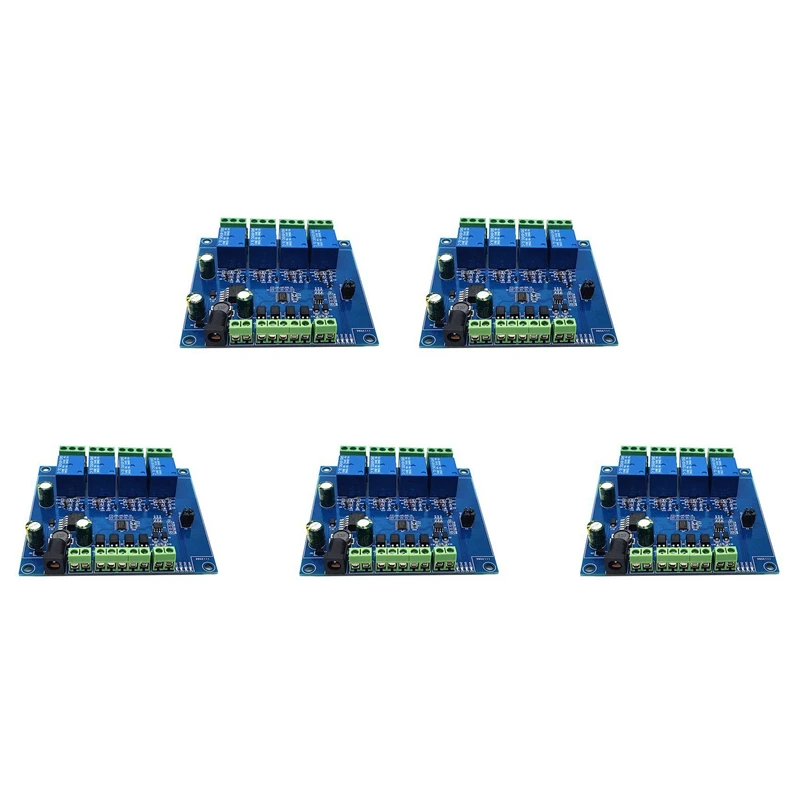 

5X Modbus RTU 4 Way Relay Module 7-24V Relay Module Switch RS485/TTL Input And Output With Anti Reverse Protection