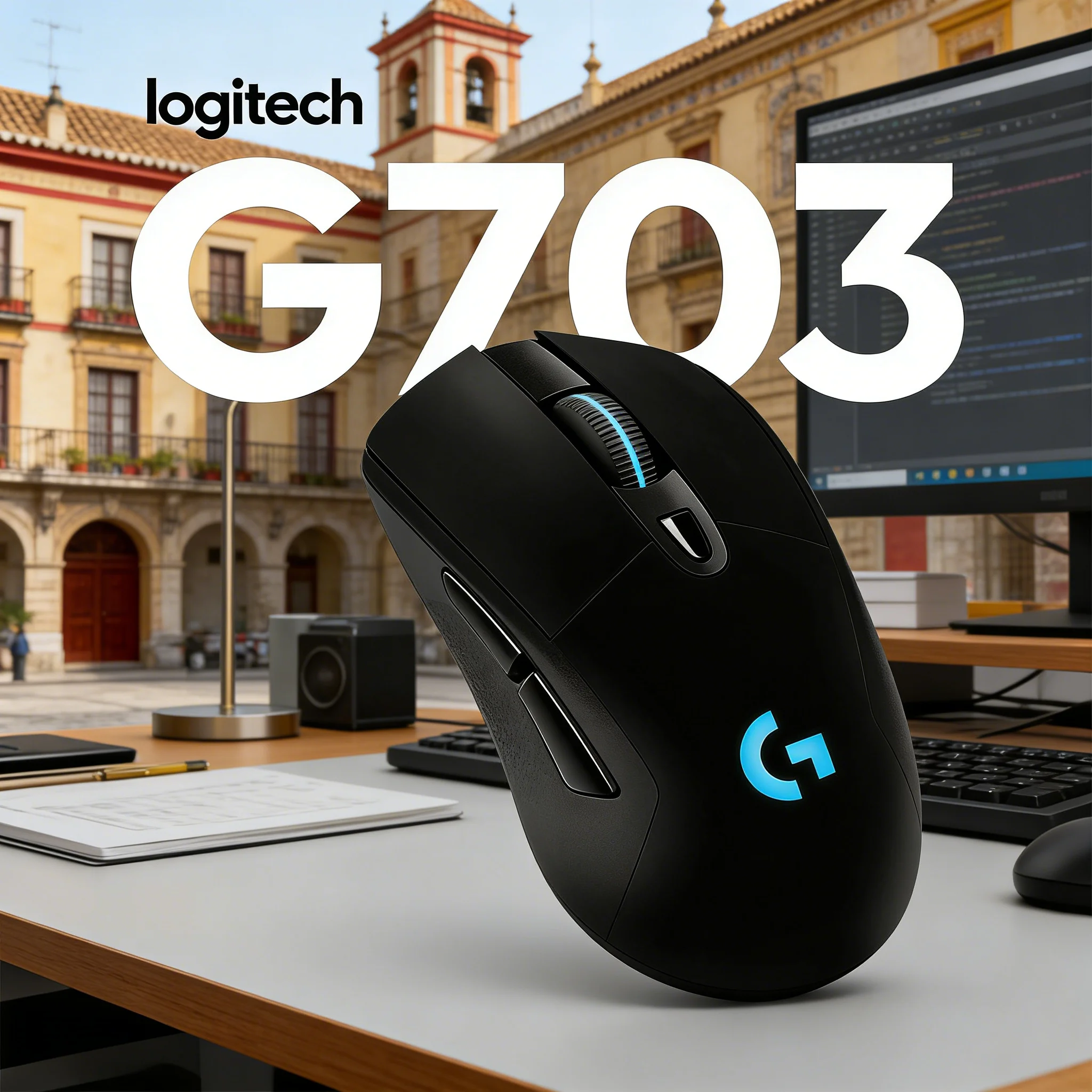 

Беспроводная игровая мышь Logitech G703 Lightspeed с сенсором Hero 25K, RGB-подсветкой, легкая (95 г), с опциональным весом +10 г, 6 программируемых кнопок