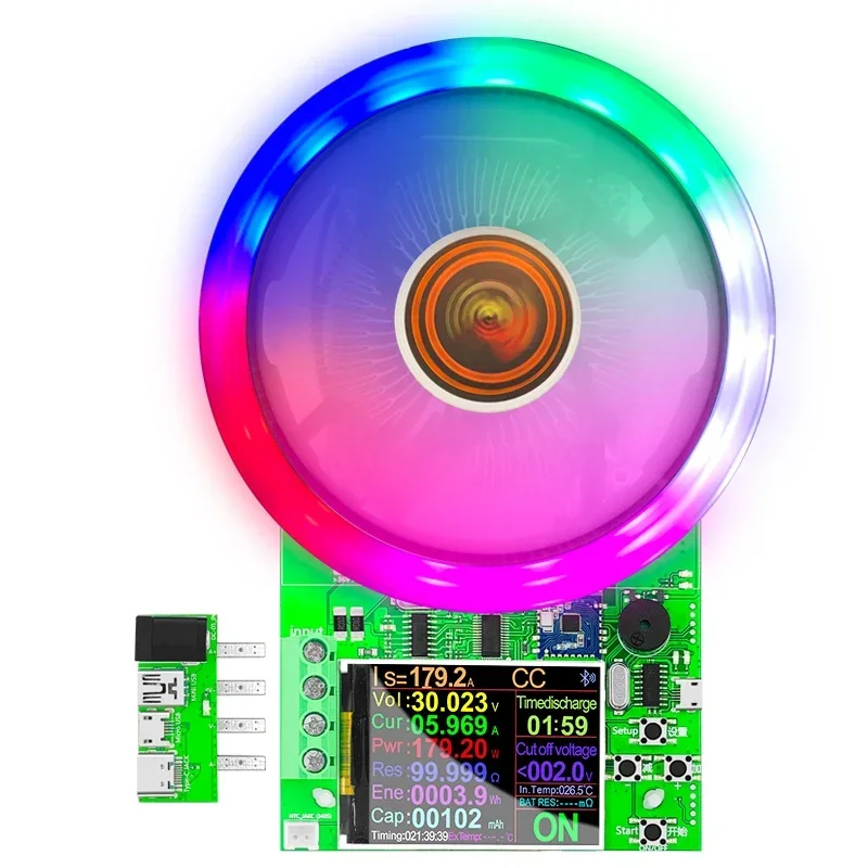 เครื่องทดสอบโหลดอิเล็กทรอนิกส์เครื่องทดสอบโหลดแบบ USB 0-200V 20A 180W ปรับได้โมดูลทดสอบความจุของแบตเตอรี่แบบคงที่