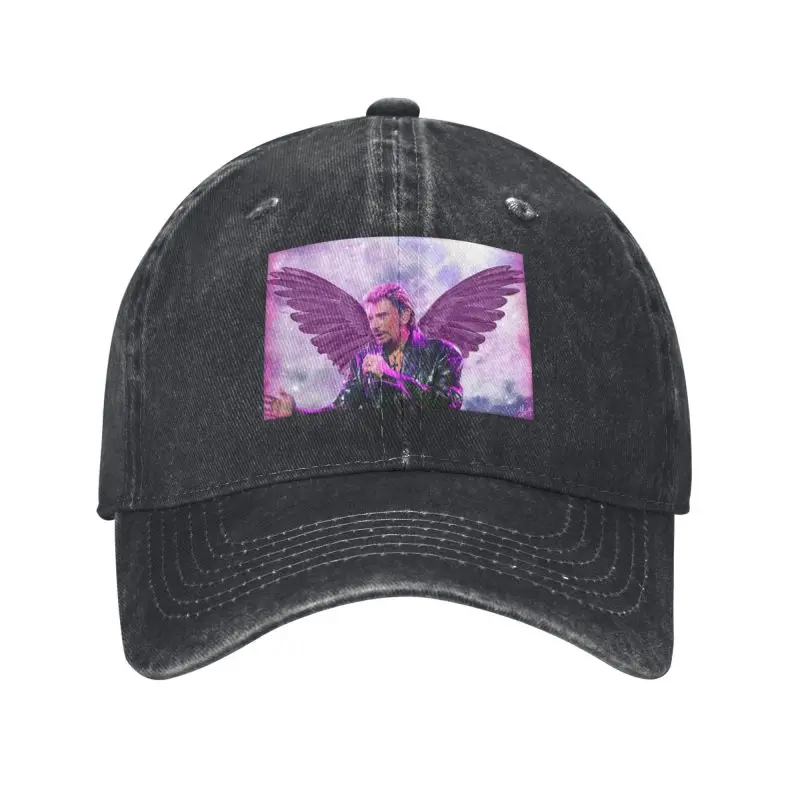 Custom Johnny Hallyday Angel Wings Baseball Cap Sports Cotton Snapback Caps Men Adjustable French Rock Singer Music Dad Hat