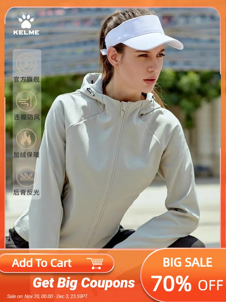 

KELME Sportswear Training Windbreaker Woven Jacket Women Winter Casual Cardigan Padded Softshell Outdoor Rush Jacket