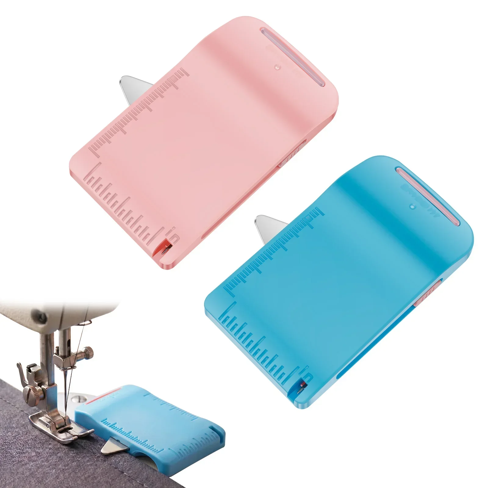 2 Pcs Magnetic Seam Guide with Wire Cutter Scale Ruler Multi-functional Sewing Edge Guide Portable Assist Accurate Straight Line