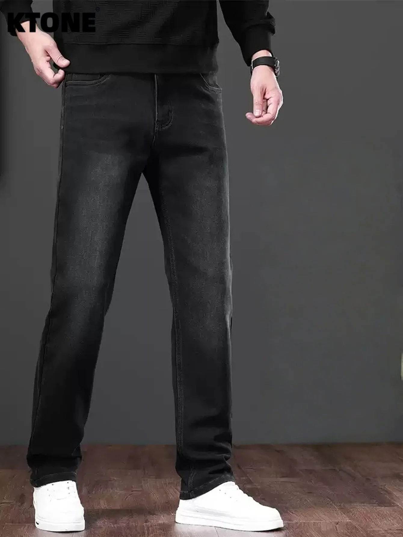 

Минималистичные черные джинсы slim fit для мужчин, уличный стиль, легкий ретро-дизайн. Аксессуары и ремни не входят в комплект.