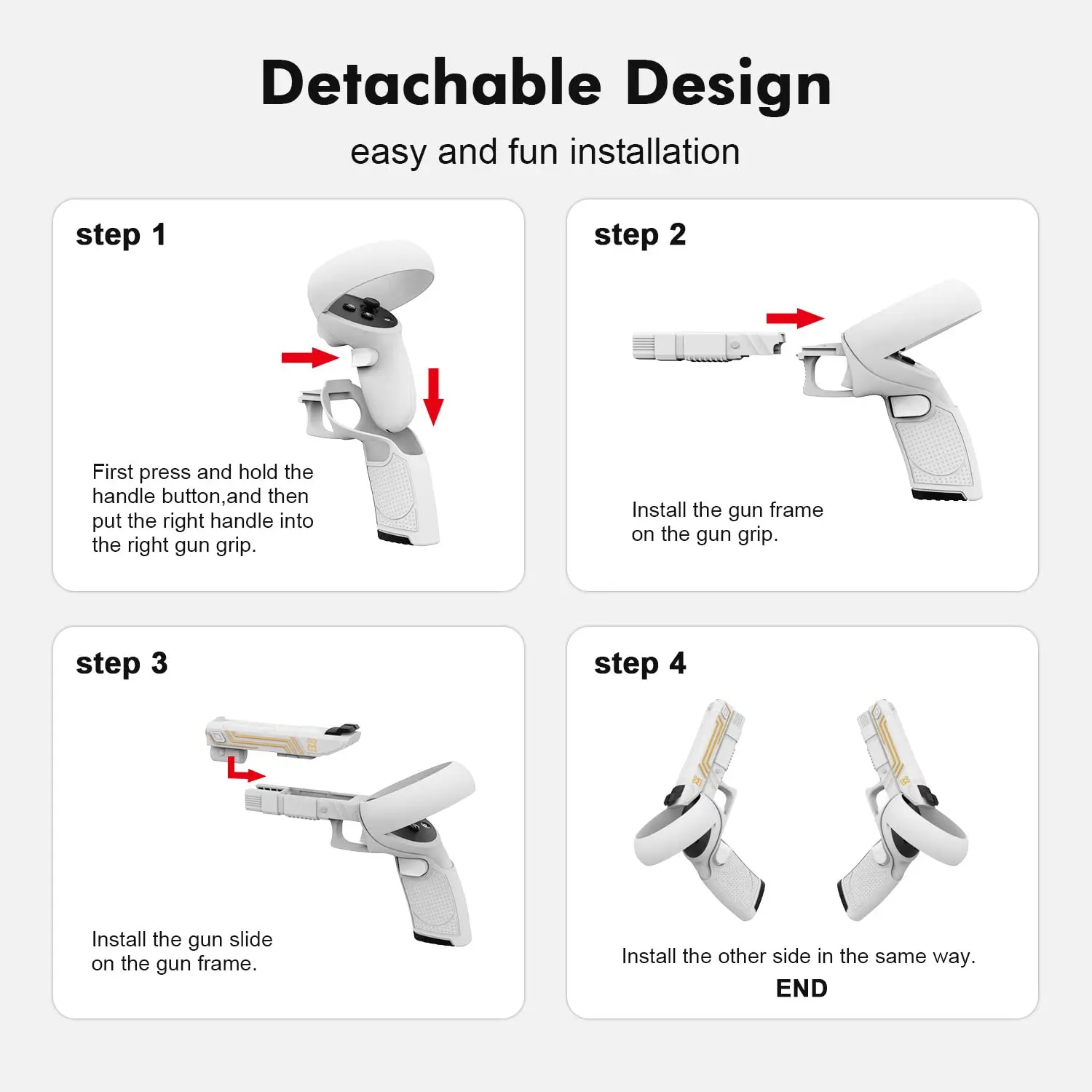 VR Shooter Games Pistol For Oculus Quest 2 Gun Stock Enhanced FPS Gaming Experience manopole per Oculus Quest 2 accessori