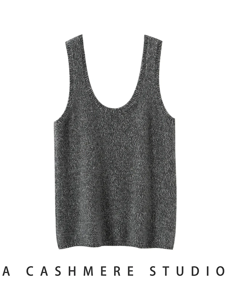 TLOML 시크 여성용 스웨터 조끼 100% 캐시미어 조끼 O넥 조끼 심플 스타일 캐시미어 스웨터 봄 가을 조끼 부드럽고 편안한 탑