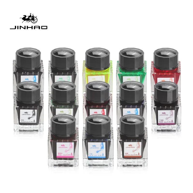 Imagem -02 - Jinhao-garrafa de Vidro de Tinta de Várias Cores Tinta Engarrafada Caneta-tinteiro Cartucho de Recarga Escrita Escolar Material de Escritório Papelaria 50ml 30ml