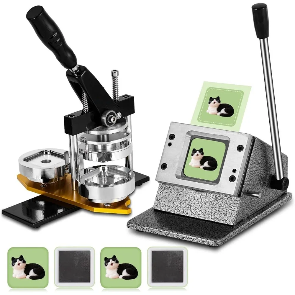 

2x2in квадратный набор для изготовления магнитов на холодильник, машина для изготовления наклеек на холодильник 50x50 мм + резак для бумаги + 100 комплектов материалов