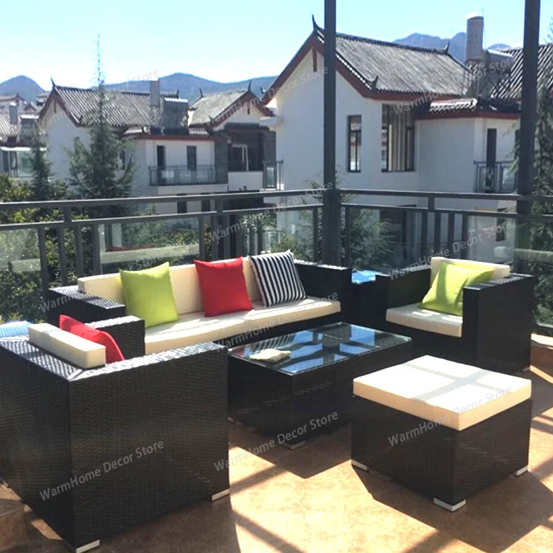 

Combination Modern Garden Sofa Outdoor Homestay Nordic Leisure Garden Sofa Living Room Pe Rattan Furniture Sofá Do Jardim MHHYSF