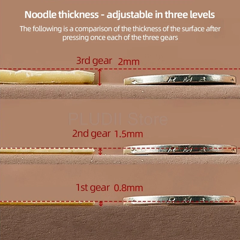 ماكينة صنع المعكرونة الأوتوماتيكية 220 فولت 3 إعدادات سمك 2 أوضاع قطع 100 وات ماكينة صنع المعكرونة البنية لأغلفة زلابية المعكرونة