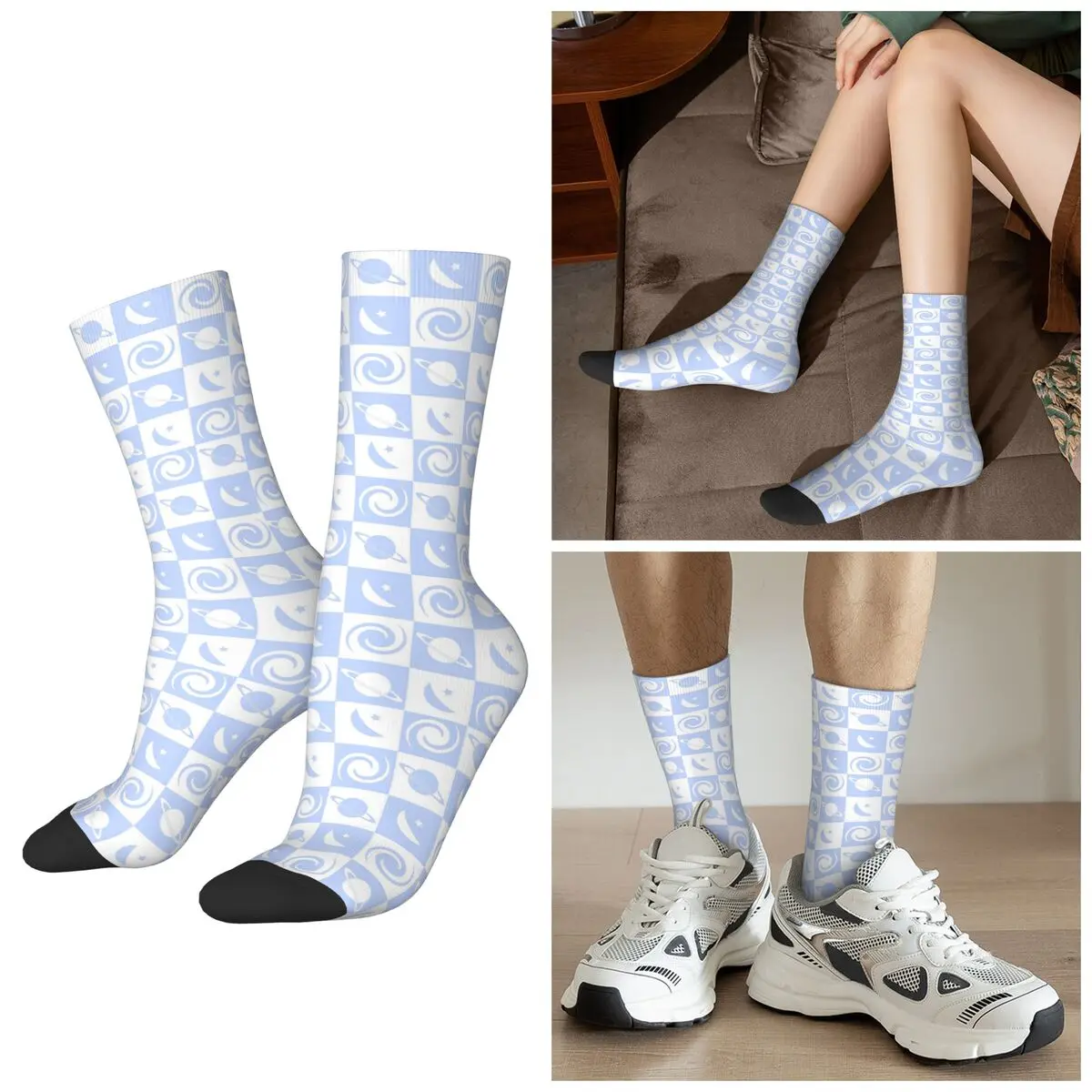 

Носки All Seasons Galaxy Checkerboard Socks Harajuku Sport, спортивные носки средней длины, супермягкие носки для мужчин и женщин, подарки на День святого Валентина