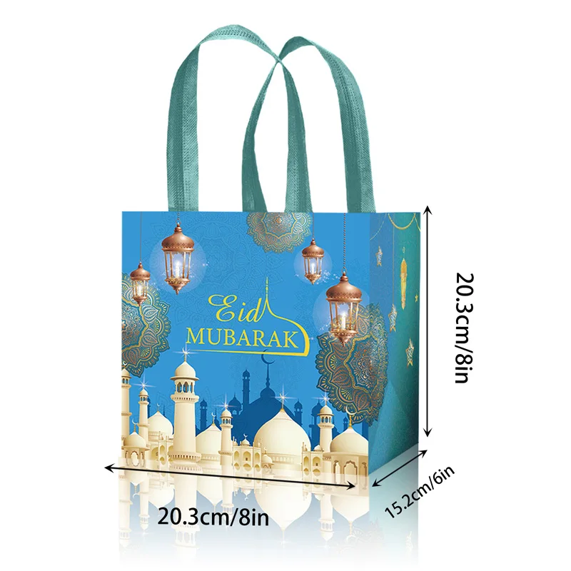 1pcs Eid Mubarak Gift Bag Ramadan Nonwoven Candy Cookie Snack Packaging Bag Box Muslim Islamic Festival Party Supplies
